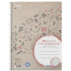 Landré Collegeblock »recycling« 100050220 A4 kariert, Recycling-Papier weiß