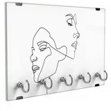 DEQORI Schlüsselbrett 'Verbundene Gesichter', (1 St), Schlüsselhalter Schlüssel Haken Schlüsselboard modern Schlüsselleiste schwarz