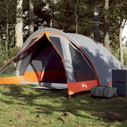 Campingzelt 4 Personen Grau und Orange Wasserdicht