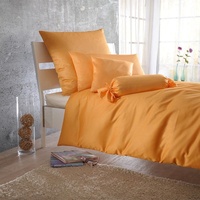BettwarenShop Kissenbezug einzeln 80x80 cm  Uni Mako-Satin Bettwäsche mandarin
