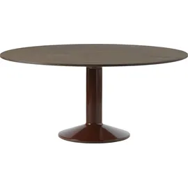 Muuto Midst Tisch 160 cm rund dunkle Eiche auf rotem Bein