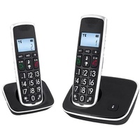 Duo-Telefone, 2 Schwarze schnurlose Telefone modern, hintergrundbeleuchtetes Display, Freisprecheinrichtung