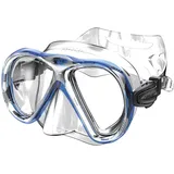 SEAC Iena, Schnorchelmaske aus Silikon, doppelte Linse aus 3 mm gehärtetem Glas, Schnelle Einstellung, Transparent/Blau, Rigid Clear Box aus transparentem