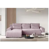 Beautysofa Ecksofa Benny, mit Schlaffunktion, Bettkasten, Wellenfedern, stilvoll Polsterecke im modernes Design, L-förmiges Corner Sofa aus Cordstoff rosa
