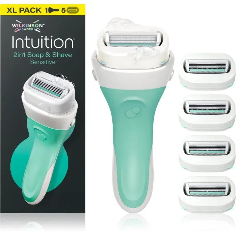 Wilkinson Sword Intuition 2in1 Soap & Shave Sensitive Rasierer + Ersatzbürstenköpfe