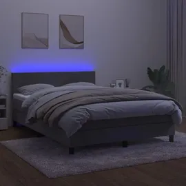 vidaXL Boxspringbett 140 x 200 cm LED Hellgrau