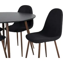 PlazaBLWA100 Essgruppe Esstisch schwarz und 4 Polar Esszimmerstühle schwarz.