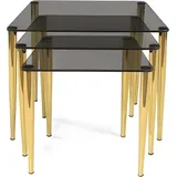 aea Edelstahl Couchtisch Set Schwarz/Gold 37 x 49 x 37 cm