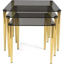 aea Edelstahl Couchtisch Set Schwarz/Gold 37 x 49 x 37 cm