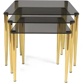 aea Edelstahl Couchtisch Set Schwarz/Gold 37 x 49 x 37 cm