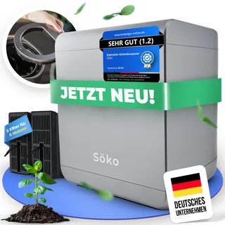 Söko Elektrischer Komposter [2X Aktivkohle-Filter] Elektro-Schnellkomposter - Revolutionäre Kompost-Lösung für Küche, Garten & Balkon | Indoor Kompostbeschleuniger | Mini-Kompostierer elektrisch
