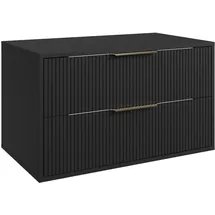 Badplaats Waschbeckenunterschrank Rimini 2 Schubladen Schwarz Matt - 80 x 46 cm