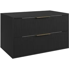 Badplaats Waschbeckenunterschrank Rimini 2 Schubladen Schwarz Matt - 80 x 46 cm