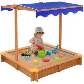 ML-Design Sandkasten mit Dach 118x118 cm blau/bunt/gelb