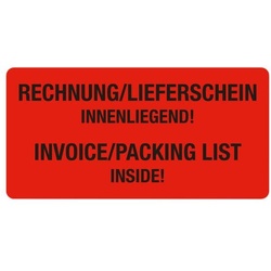 EICHNER Verpackungsetiketten Hinweis »Rechnung/Lieferschein innenliegend!« rot, 10x5 cm