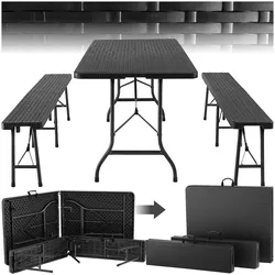 tectake® Campingtischgarnitur, klappbar, hohe Belastbarkeit, mit Tragegriffen