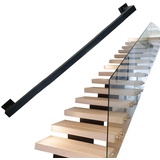 Handlauf Schwarz für Treppen Handläufe für Treppen, schwarzes Metall, Treppenhandläufe mit Wandhalterungen, Treppengeländer, Handlauf für Badezimmerkorridor, Haltegriff im Freien ( Size : 150cm )