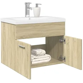 vidaXL Waschbeckenunterschrank mit Einbaubecken Sonoma-Eiche