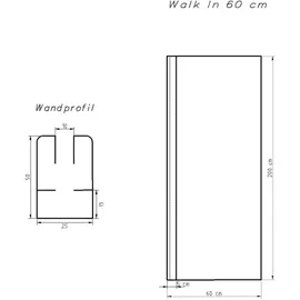 FA-Bausysteme Walk-In Glas Dusche Vollsatiniert 60 cm