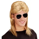 w widmann milano party fashion – Vokuhila Perücke im 80er Jahre Stil mit Brille, Kostüm Accessoire für Karneval, Mottoparty