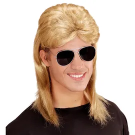 w widmann milano party fashion – Vokuhila Perücke im 80er Jahre Stil mit Brille, Kostüm Accessoire für Karneval, Mottoparty
