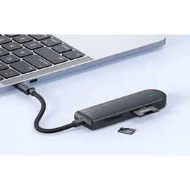 Mcdodo HU-1430 5 in 1 USB-C HUB, 3-Port USB-Hub (1x 3.0, 2x 2.0) + SD Cardreader, schwarz