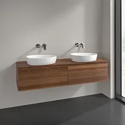 Villeroy und Boch Antao Waschtisch-Unterschrank L39012HM 160x36x50cm, Waschbeckenplattenfarbe warm walnut, warm walnut, Mit Beleuchtung