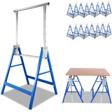 Jopassy Arbeitsbock 8er Set, Arbeitsböcke Höhenverstellbar Böcke Klappbar Tragkraft 200 kg, Metall Arbeitsböcke Gestelle Gerüstbock Höhenverstellbar 80-130 cm Unterstellbock klappböcke(Blau)