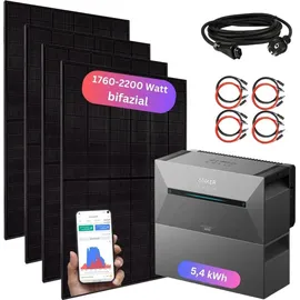 myvoltaics Balkonkraftwerk 1760+ Watt bifazial 800 W inkl. Anker Solarbank 3 5,4 kWh