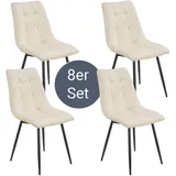 Juskys Esszimmerstühle Blanca 8er Set Samt Stühle gepolstert Stuhl Esszimmer Küche Beige