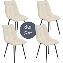 Juskys Esszimmerstühle Blanca 8er Set - Samt Stühle gepolstert - Stuhl Esszimmer & Küche Beige