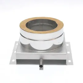 ASTEC Isolierte Verankerungsplatte mit Ablauf 60 mm Doppelwandig Edelstahlschornstein transparent