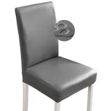 Bestenrose Stuhlhussen 2er/1er PU Leder Stuhlbezug wasserdichte Stretch Esszimmer Stuhlüberzug Stretch Stuhl Husse Universell Stuhlhussen Haus Büro Restaurant (1-Stück, Grau)
