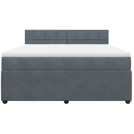 vidaXL Boxspringbett mit Matratze Dunkelgrau 180x200 cm Samt