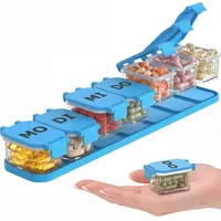Tablettenbox 7 Tage, Abnehmbar Extra Große Pillendose 7 Fächer Medikamentenbox mit Großen Fächern für Vitamine, Fischöl und Medikamente, Tabletten Wochenbox Leicht Zu Öffnen Pillenbox 7 Tage (Blau)