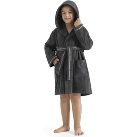 Bruno Banani Kinderbademantel BRUNO BANANI "Danny, Ideal für Zuhause, Schwimmbad oder im Urlaub" Gr. 140, grau (anthrazit), L:91cm, Walkfrottee, Hausmäntel, mit Logostreifen, aus 100% Baumwolle