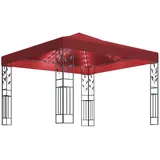 vidaXL Pavillon mit Lichterketten 3 x 3 m weinrot