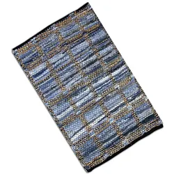 Bestlivings Teppich Läufer Matte Unterlage Vorleger Fußabtreter, breite Auswahl an modernen Fleckerl- und Baumwollteppichen (90x150cm / Jeans Square)