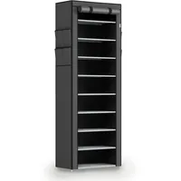 Juskys Schuhschrank M Grau mit 9 Ebenen, geschlossen, Stoff-Bezug