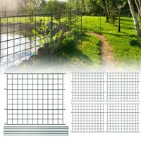 Cecaylie Teichzaun Set, 5x Steckzaun Metall, Länge 3,75 m Metallzaun Grün, Freigehege Gerade Gartenzaun Tiergehege Gartenzäune