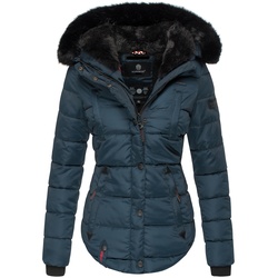 MARIKOO Damen Designer Steppjacke Winter Jacke mit edler Kunstpelz Kapuze Lotusblüte