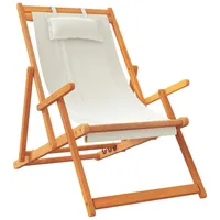VidaXL Klappbare Strandstühle 2 Stk. Creme Stoff