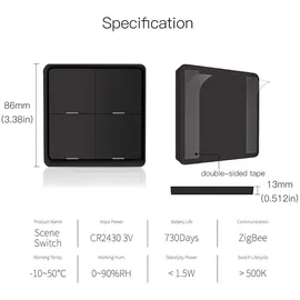 Moes ZigBee Mehrzweck-4-Tasten-Szenenschalter