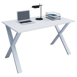 VCM my office Lona Schreibtisch weiß rechteckig, X-Fuß-Gestell silber 110,0 x 80,0 cm