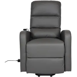 Mendler Fernsehsessel HWC-K62, Sessel Relaxsessel TV-Sessel Liege, Liegefunktion Aufstehhilfe, Metall Kunstleder - grau