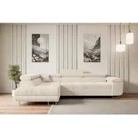 altdecor Ecksofa Cord mit Schlaffunktion 2-Sitzer Beige