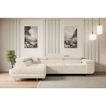 altdecor Ecksofa Cord mit Schlaffunktion 2-Sitzer Beige