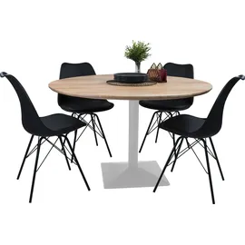 Sam Bistrotisch Schweizer Kante 120 x 120 x 75 cm Naturfarben/Beige/Silber