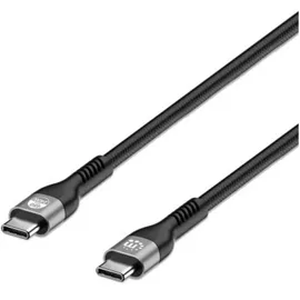 Manhattan USB-Ladekabel USB-C® Stecker 2.00 m Schwarz beidseitig verwendbarer Stecker, doppelt geschirmt 356367