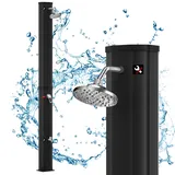 YUENFONG Solardusche für Garten, 35 Liter, Warmwasser, max. 60°C Außendusche Pooldusche mit Duschkopf passend für handelsübliche Gartenschläuche schwarz